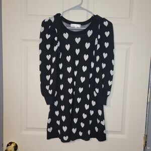 Poppies And Roses Black Sweater Dress With White Hearts